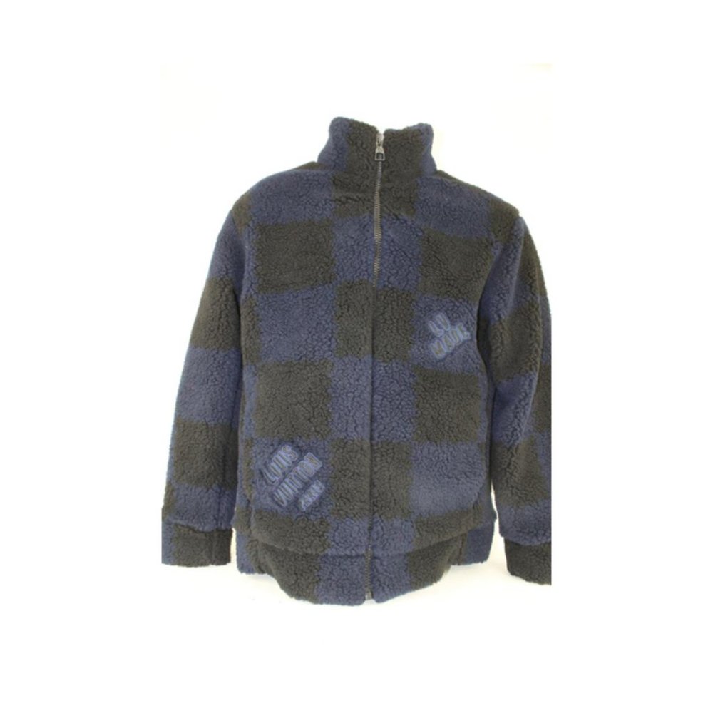 Louis Vuitton Men's S LV x Nigo Jacquared Damier Fleece Blouson Zip Jacket - Picture 8 of 12